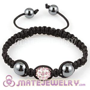 2011 Sambarla Friendship Inspired Macrame Bracelets with pink Crystal Beads and Hematite
