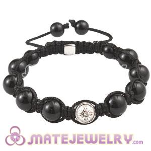 Black Agate Macrame Bracelet With Sterling Silver Bead