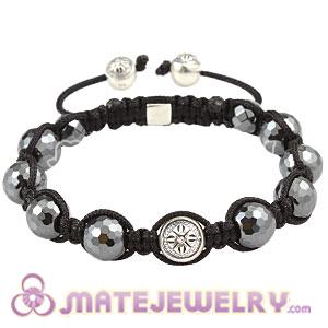 Faceted Hematite Macrame Bracelet With Sterling Silver Bead