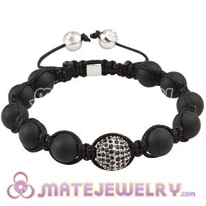 Black Onyx Macrame Bracelet With Sterling Silver Pave Crystal Ball Bead