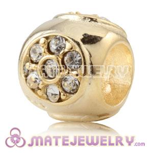 Gold Plated Silver Charm Beads With Clear Stones