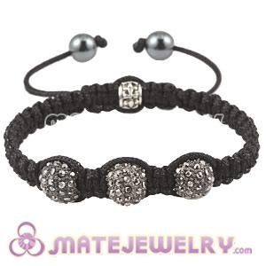 Sambarla Inspired Grey Crystal Disco Ball Bead Macrame Friendship Bracelets 