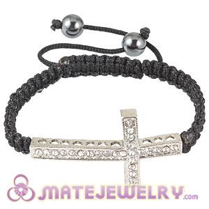 Fashion Sambarla Black Macrame Bracelet Wholesale With Crystal Cross Beads 