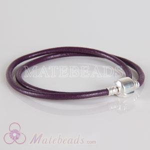 Purple slippy leather European style necklace without stamped