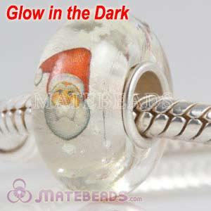 Lampwork Glass Printed Santa Claus Fluorescent Bead fit European Largehole Jewelry Bracelets