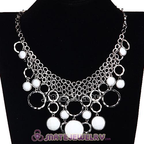 Silver Chains Multilayer White Resin Choker Bib Necklaces Wholesale