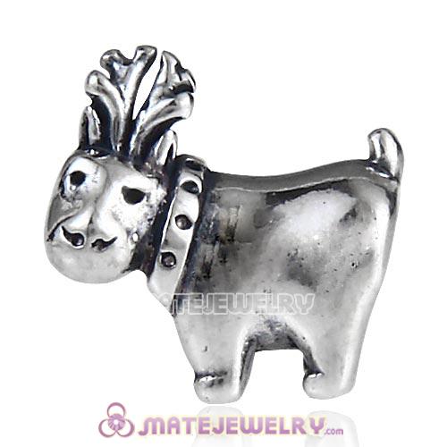 Antique Sterling Silver Deer Charm Beads European Style