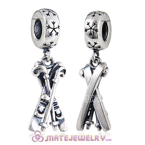 European Sterling Silver Dangle Skis Charm Beads