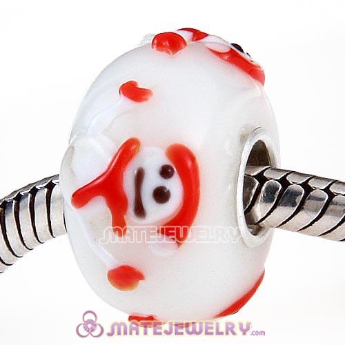 Handmade Christmas Snowman Glass Beads in 925 Silver Core