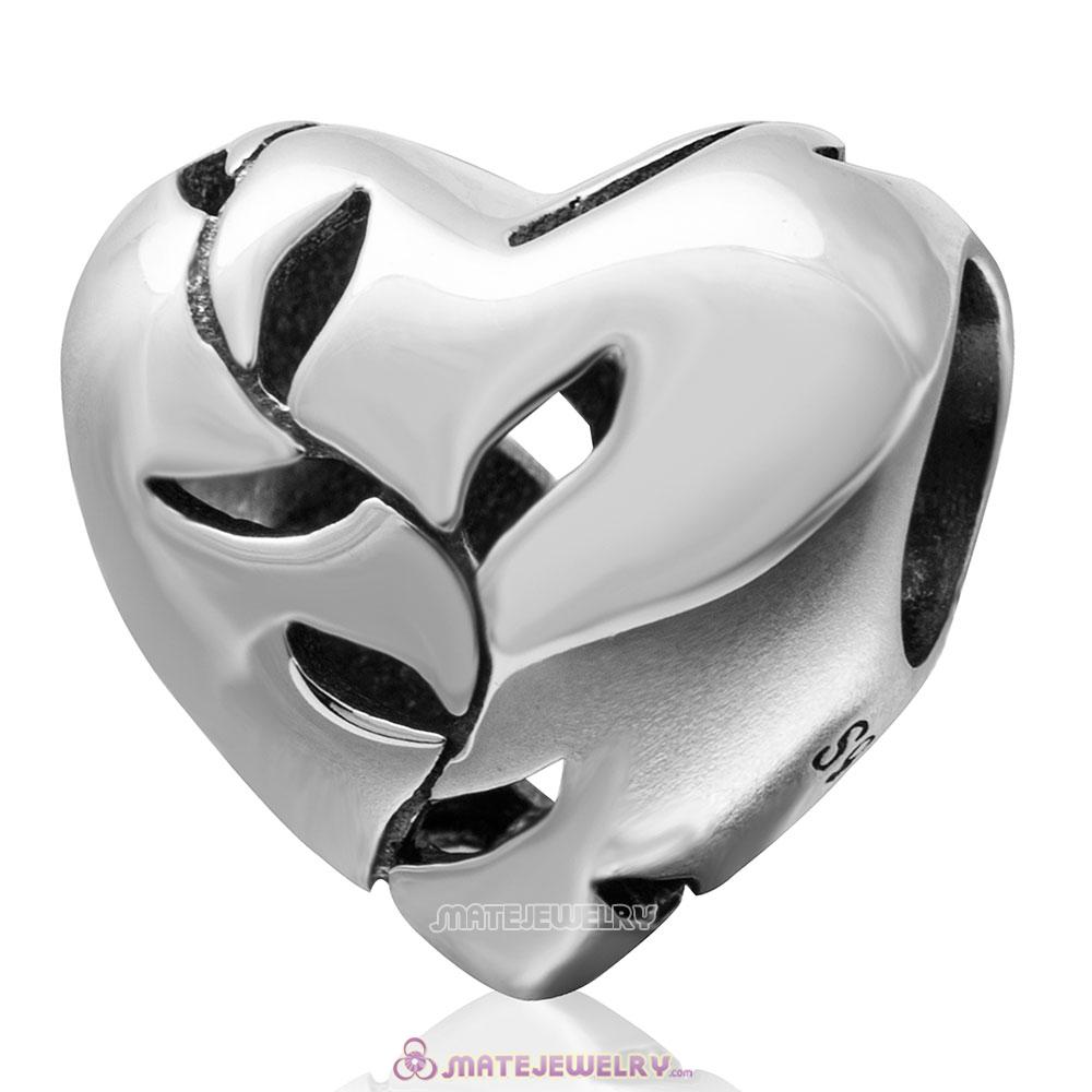 Willows Open Charm 925 Sterling Silver Heart Bead